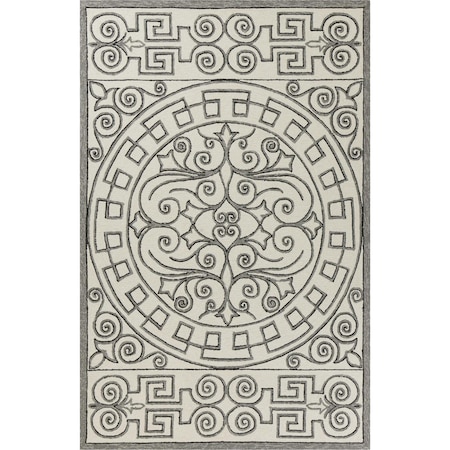 Homeroots 5 x 7 ft. 6 in. UV-Treated Polypropylene Ivory & Grey Area Rug 352786